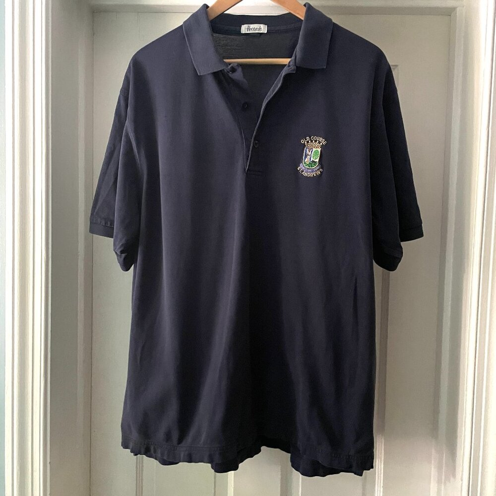Harrods Old Course St Andrews Polo Golf Shirt Navy Size L